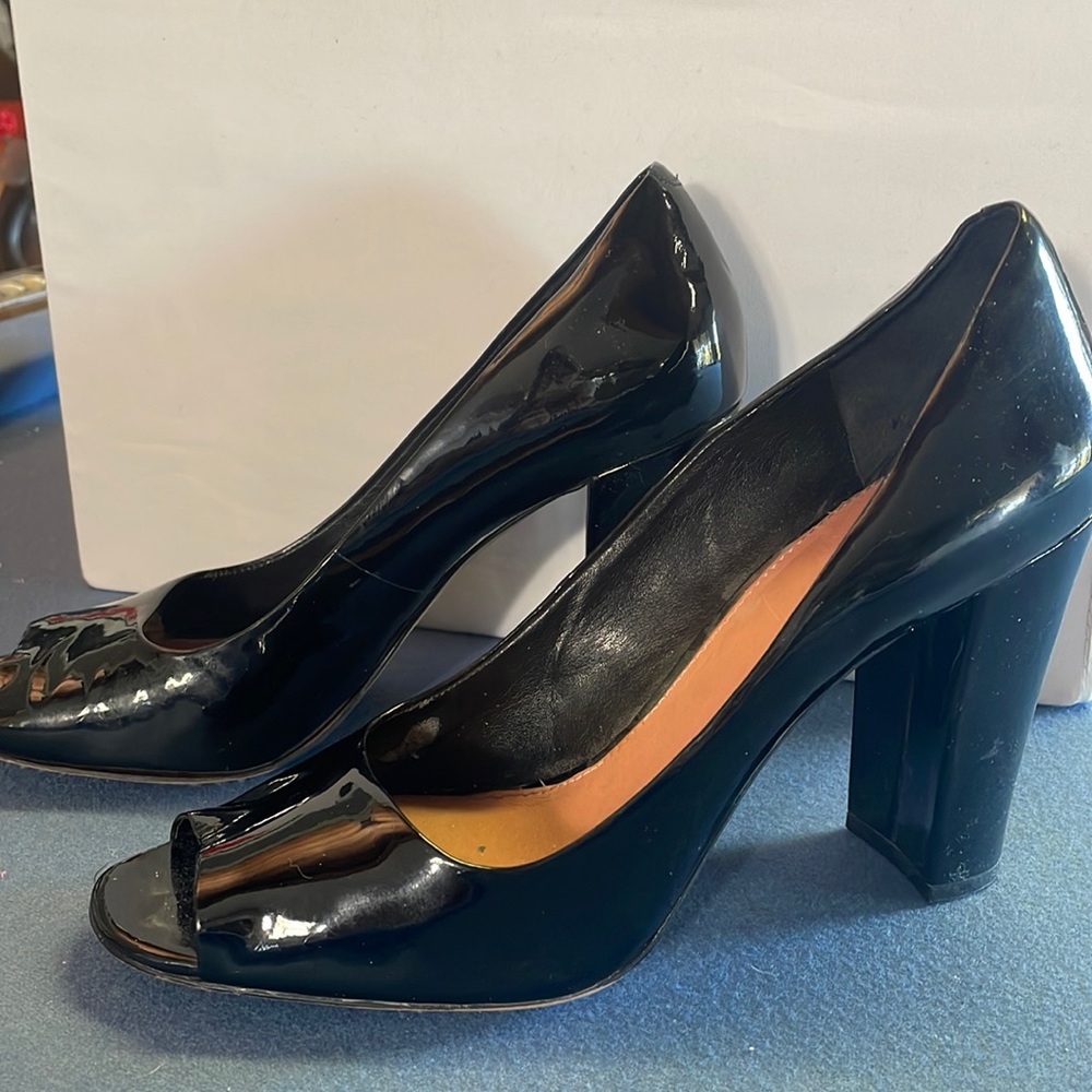 Black Patent Peep toe heel. Vince Camuto